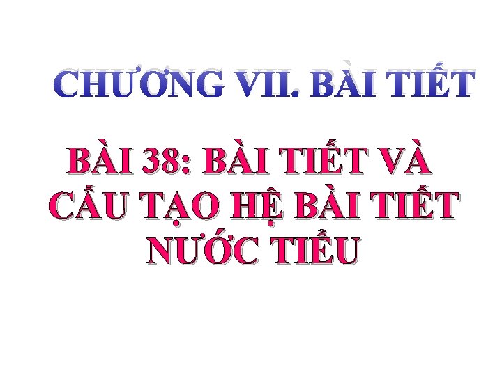 CHƯƠNG VII. BÀI TIẾT BÀI 38: BÀI TIẾT VÀ CẤU TẠO HỆ BÀI TIẾT