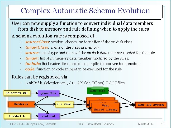 Complex Automatic Schema Evolution User can now supply a function to convert individual data