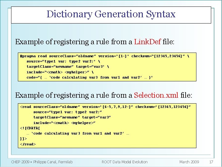 Dictionary Generation Syntax Example of registering a rule from a Link. Def file: #pragma