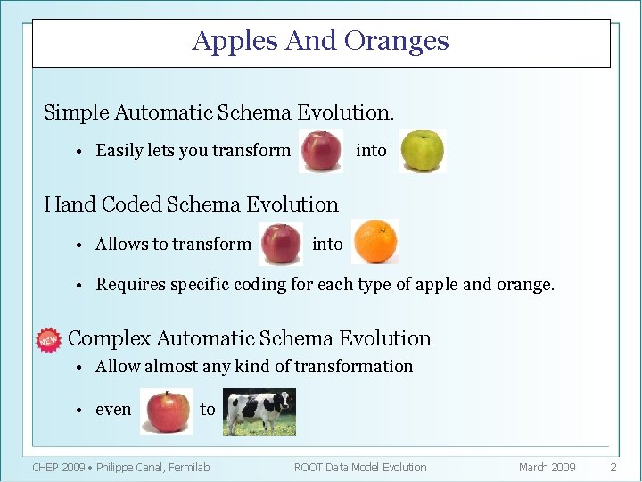 Apples And Oranges Simple Automatic Schema Evolution. • Easily lets you transform into Hand