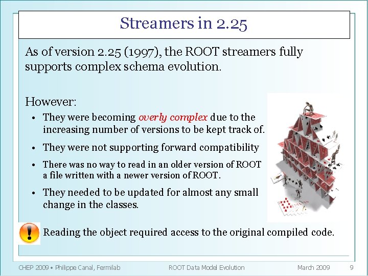 Streamers in 2. 25 As of version 2. 25 (1997), the ROOT streamers fully