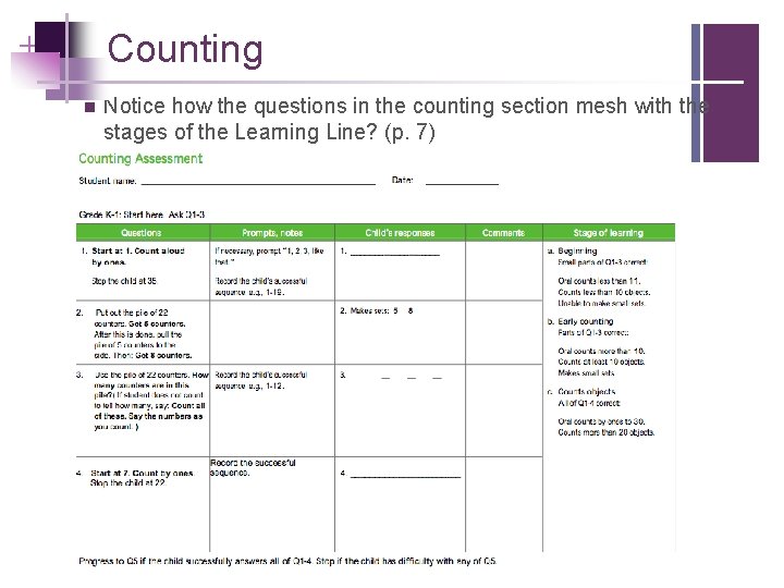 + Counting n Notice how the questions in the counting section mesh with the + Counting n Notice how the questions in the counting section mesh with the