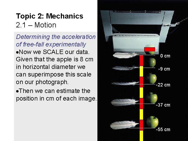 Topic 2: Mechanics 2. 1 – Motion Determining the acceleration of free-fall experimentally Now