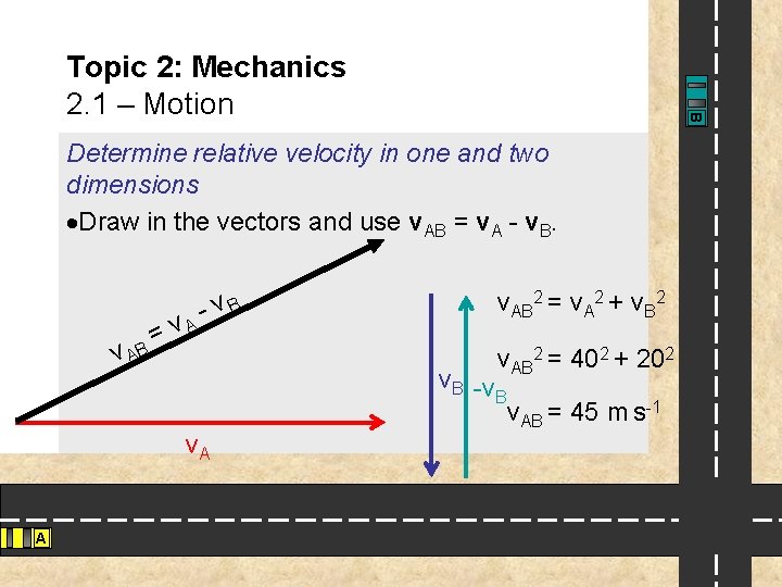 B Topic 2: Mechanics 2. 1 – Motion Determine relative velocity in one and