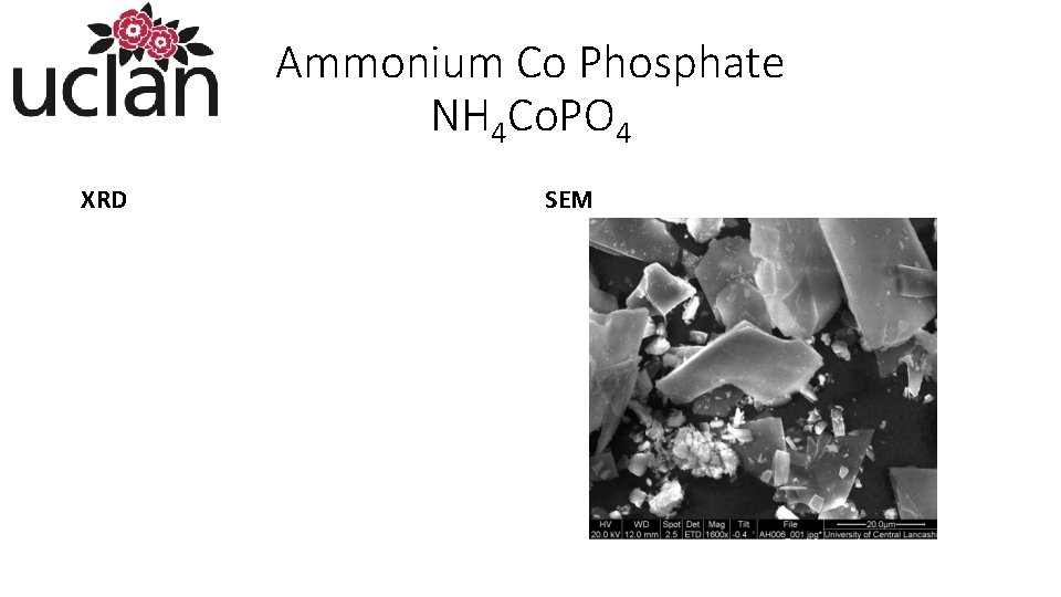 Ammonium Co Phosphate NH 4 Co. PO 4 XRD SEM 