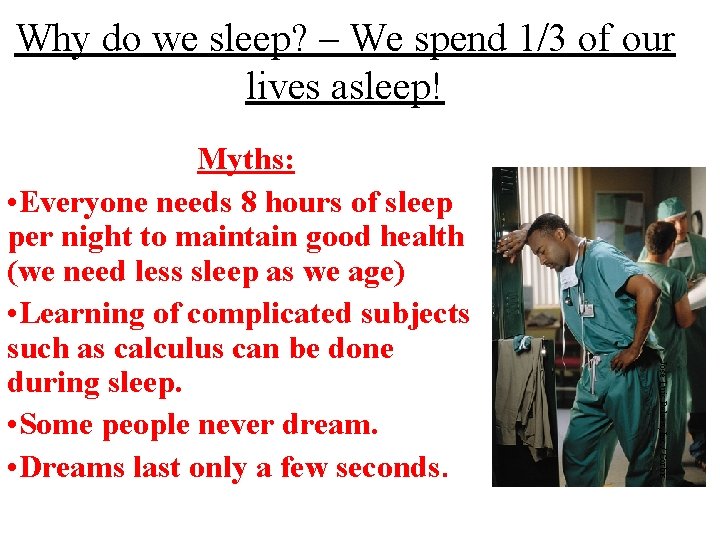 Why do we sleep? – We spend 1/3 of our lives asleep! Jose Luis