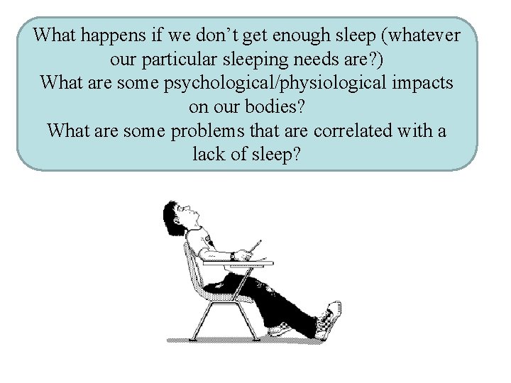 What happens if we don’t get enough sleep (whatever our particular sleeping needs are?