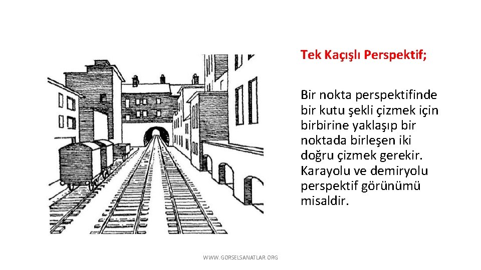 Tek Kaçışlı Perspektif; Bir nokta perspektifinde bir kutu şekli çizmek için birbirine yaklaşıp bir