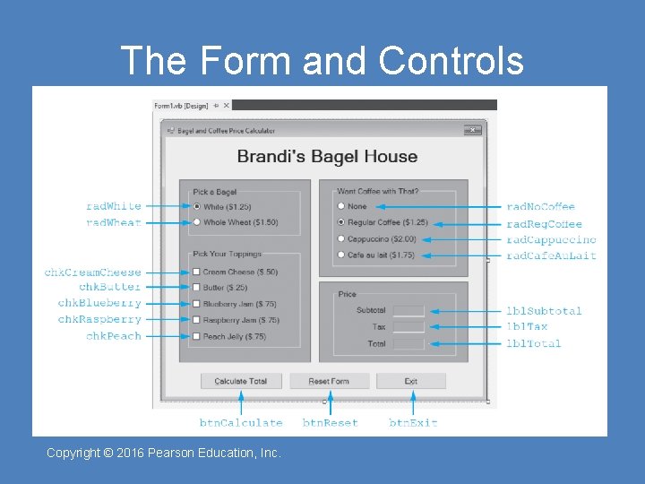 The Form and Controls Copyright © 2016 Pearson Education, Inc. 
