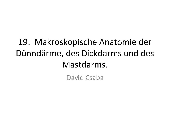 19. Makroskopische Anatomie der Dünndärme, des Dickdarms und des Mastdarms. Dávid Csaba 