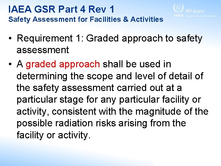IAEA GSR Part 4 Rev 1 Safety Assessment for Facilities & Activities • Requirement
