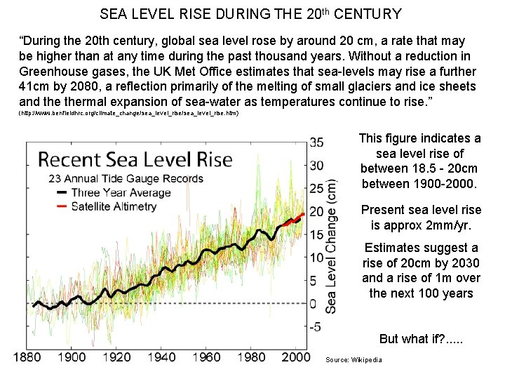 SEA LEVEL RISE DURING THE 20 th CENTURY “During the 20 th century, global