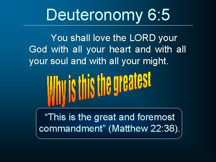 Deuteronomy 6: 5 You shall love the LORD your God with all your heart