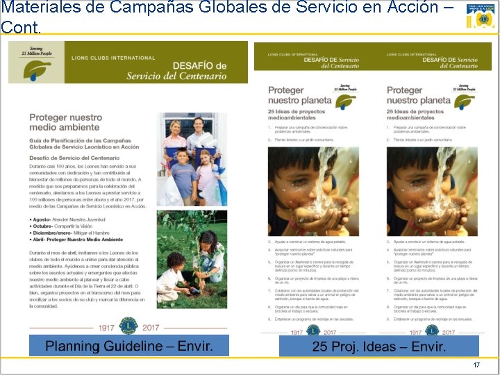Materiales de Campañas Globales de Servicio en Acción – Cont. 17 