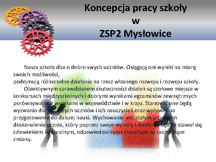 Koncepcja pracy szkoły Koncepcja w. Pracy szkoły ZSP 2 Mysłowice Nasza szkoła dba o