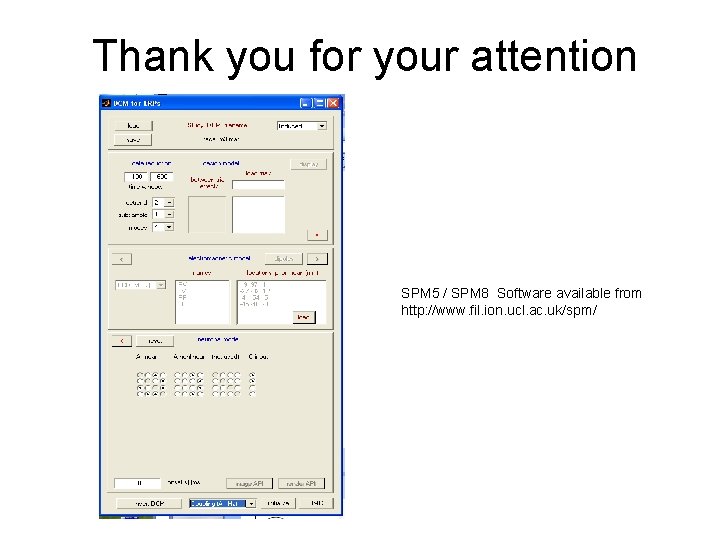 Thank you for your attention SPM 5 / SPM 8 Software available from http: