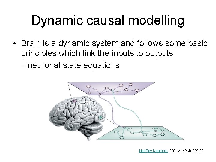 Dynamic causal modelling • Brain is a dynamic system and follows some basic principles