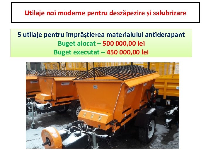 Utilaje noi moderne pentru deszăpezire și salubrizare 5 utilaje pentru împrăștierea materialului antiderapant Buget