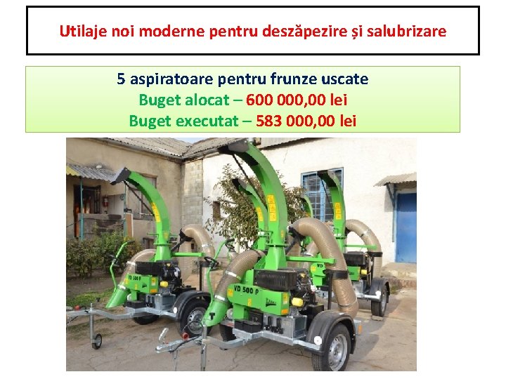 Utilaje noi moderne pentru deszăpezire și salubrizare 5 aspiratoare pentru frunze uscate Buget alocat