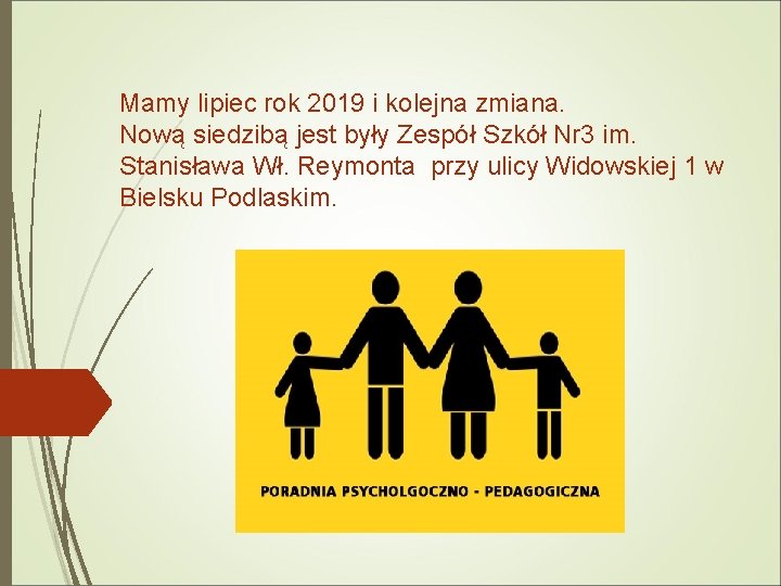 Mamy lipiec rok 2019 i kolejna zmiana. Nową siedzibą jest były Zespół Szkół Nr