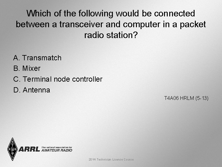 Which of the following would be connected between a transceiver and computer in a