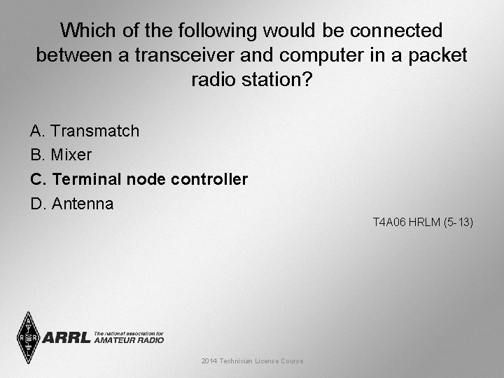 Which of the following would be connected between a transceiver and computer in a