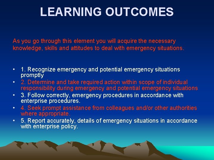 LEARNING OUTCOMES As you go through this element you will acquire the necessary knowledge, LEARNING OUTCOMES As you go through this element you will acquire the necessary knowledge,