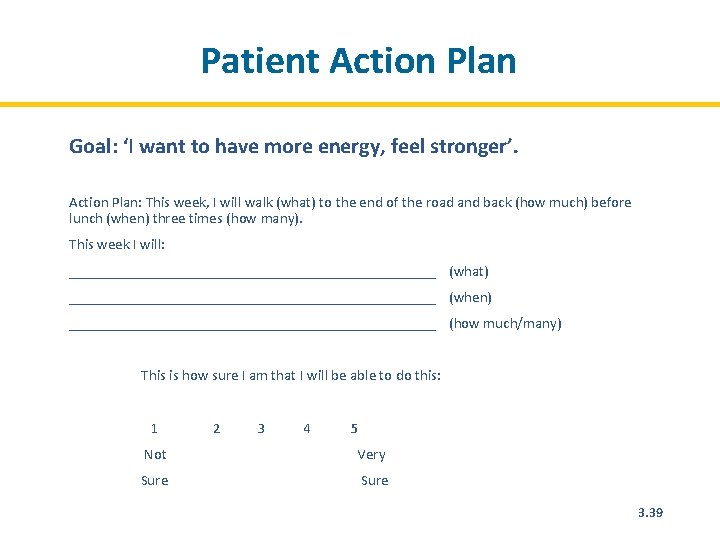 Patient Action Plan Goal: ‘I want to have more energy, feel stronger’. Action Plan: