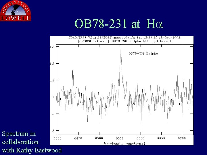 OB 78 -231 at H Spectrum in collaboration with Kathy Eastwood 