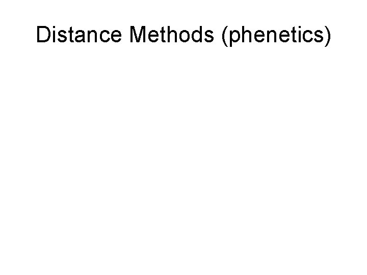 Distance Methods (phenetics) 