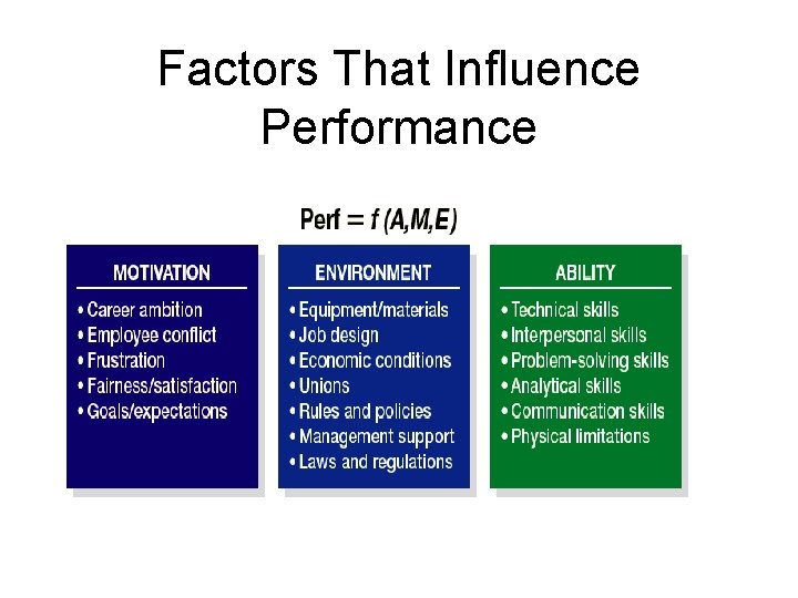 Factors That Influence Performance Factors That Influence Performance