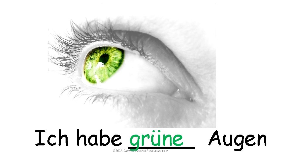 grüne Augen Ich habe _____ © 2014 German. Teacher. Resources. com grüne Augen Ich habe _____ © 2014 German. Teacher. Resources. com