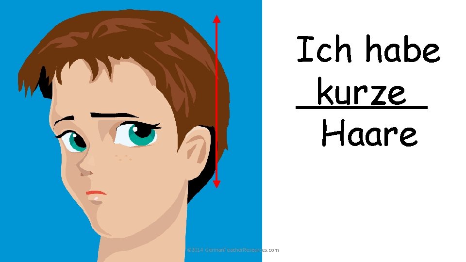 Ich habe ______ kurze Haare © 2014 German. Teacher. Resources. com Ich habe ______ kurze Haare © 2014 German. Teacher. Resources. com