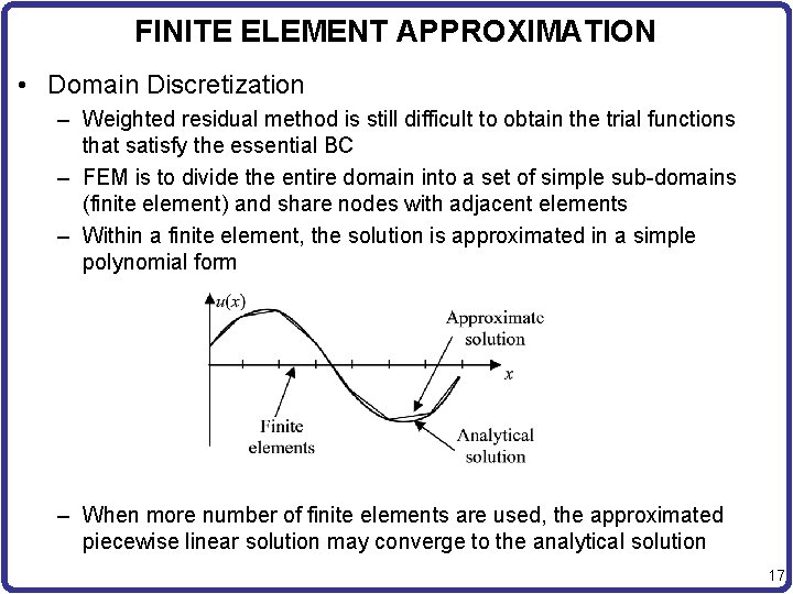 FINITE ELEMENT APPROXIMATION • Domain Discretization – Weighted residual method is still difficult to
