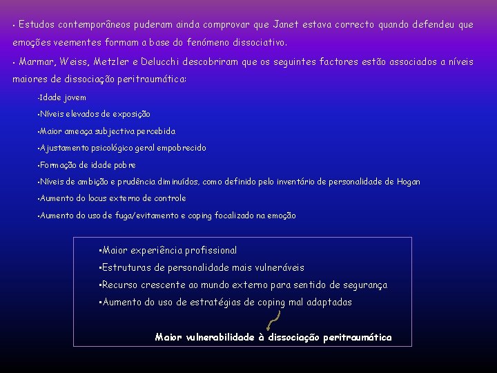 • Estudos contemporâneos puderam ainda comprovar que Janet estava correcto quando defendeu que • Estudos contemporâneos puderam ainda comprovar que Janet estava correcto quando defendeu que