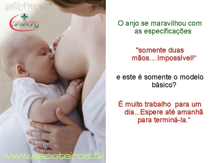 O anjo se maravilhou com as especificações. "somente duas mãos. . Impossível!“ e este O anjo se maravilhou com as especificações. "somente duas mãos. . Impossível!“ e este