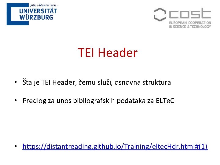 TEI Header • Šta je TEI Header, čemu služi, osnovna struktura • Predlog za