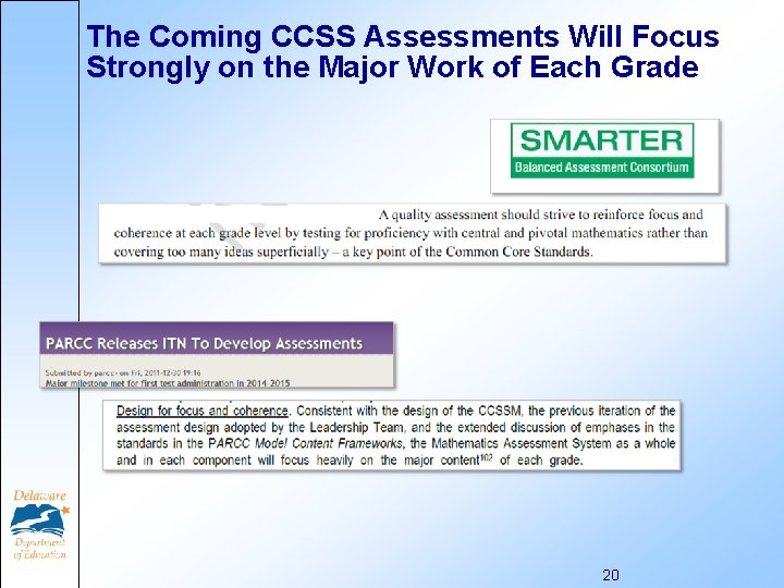 The Coming CCSS Assessments Will Focus Strongly on the Major Work of Each Grade