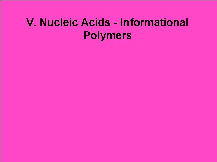 V. Nucleic Acids - Informational Polymers 