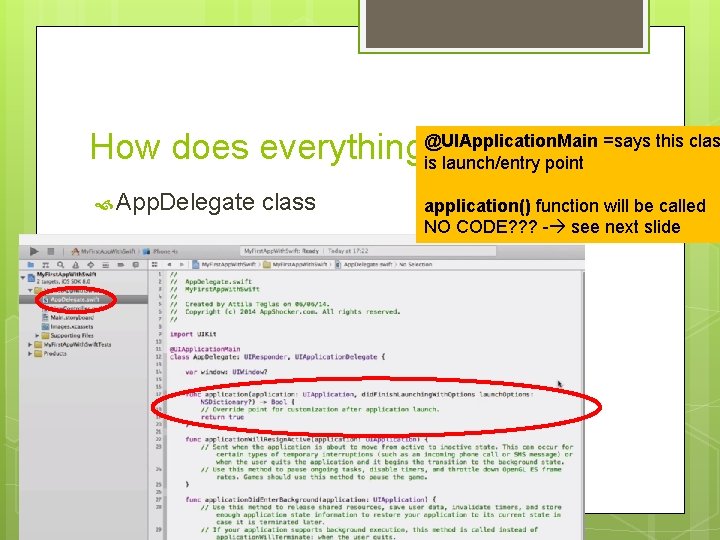 @UIApplication. Main =says this clas How does everything launch? ? ? is launch/entry point