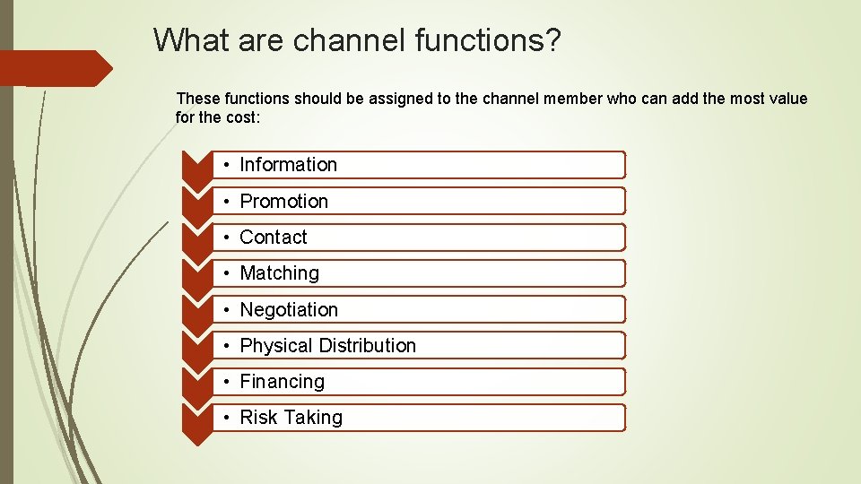 What are channel functions? These functions should be assigned to the channel member who