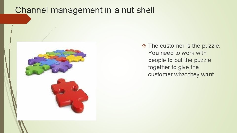 Channel management in a nut shell The customer is the puzzle. You need to