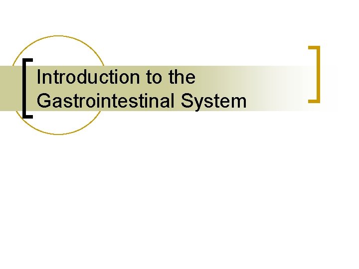 Introduction to the Gastrointestinal System 