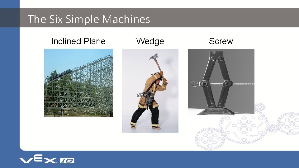 The Six Simple Machines Inclined Plane Wedge Screw 