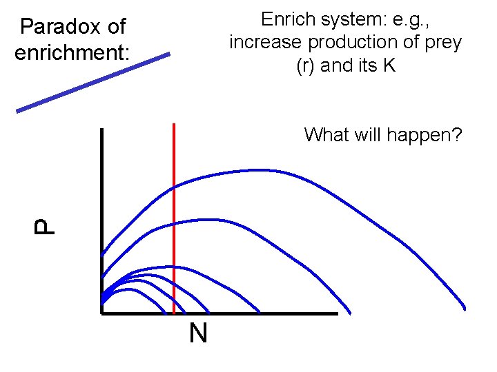 Enrich system: e. g. , increase production of prey (r) and its K Paradox