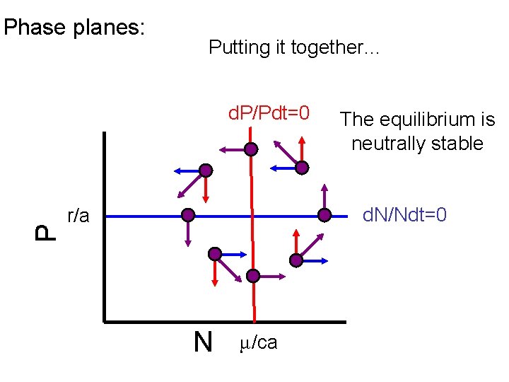 Phase planes: Putting it together… P d. P/Pdt=0 The equilibrium is neutrally stable d.