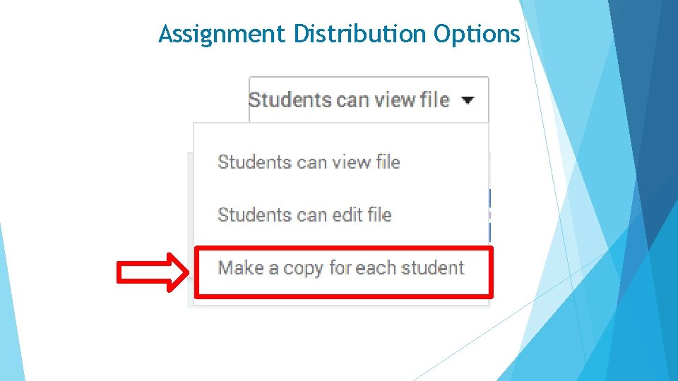 Assignment Distribution Options 