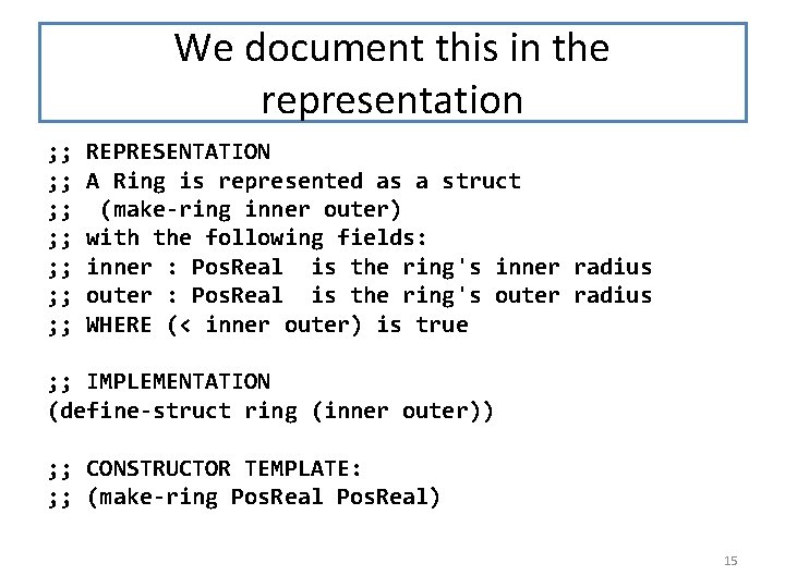 We document this in the representation ; ; ; ; REPRESENTATION A Ring is