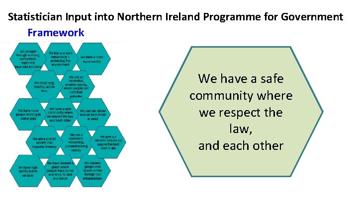 Statistician Input into Northern Ireland Programme for Government Framework We have a safe community