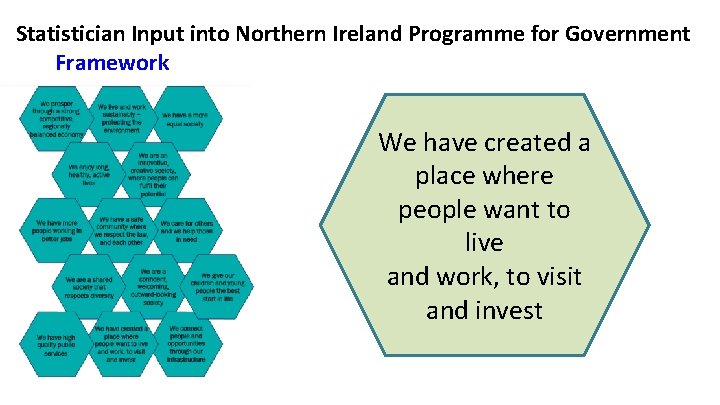 Statistician Input into Northern Ireland Programme for Government Framework We have created a place